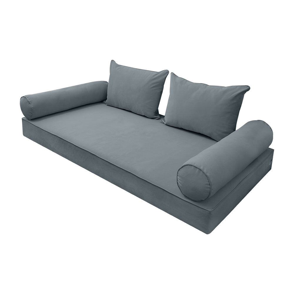 SLIPCOVER ONLY S.V4 Velvet Indoor Daybed Mattress Pillow Pipe Trim Twin-XL AD347