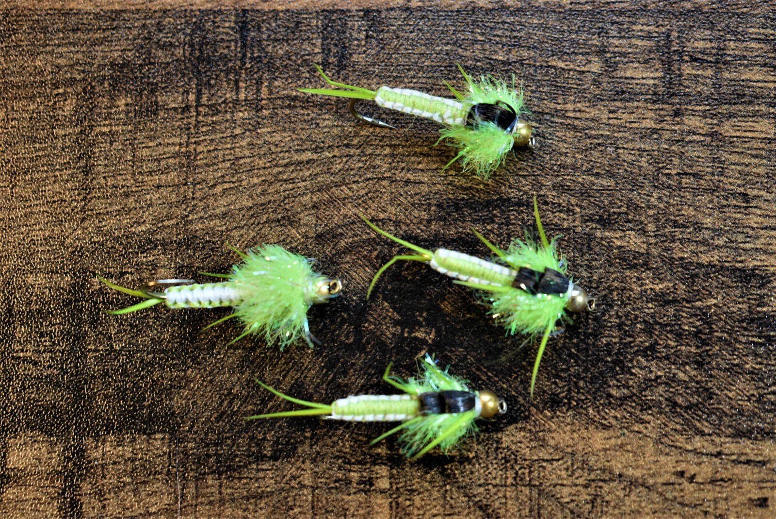 WOVEN CHARTREUSE & WHITE Stonefly Nymph Fly Fishing Flies 1 Fly, U Choose Size