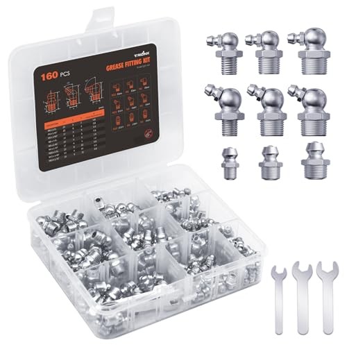Zerk Grease Fittings Assortment Kit – 160pcs Metric Threads Kit(160pcs) Metric