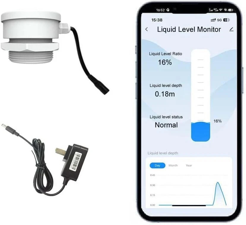Smart TLC2206 WiFi Water Oil Fuel Liquid Tank Level Monitor Indicator white