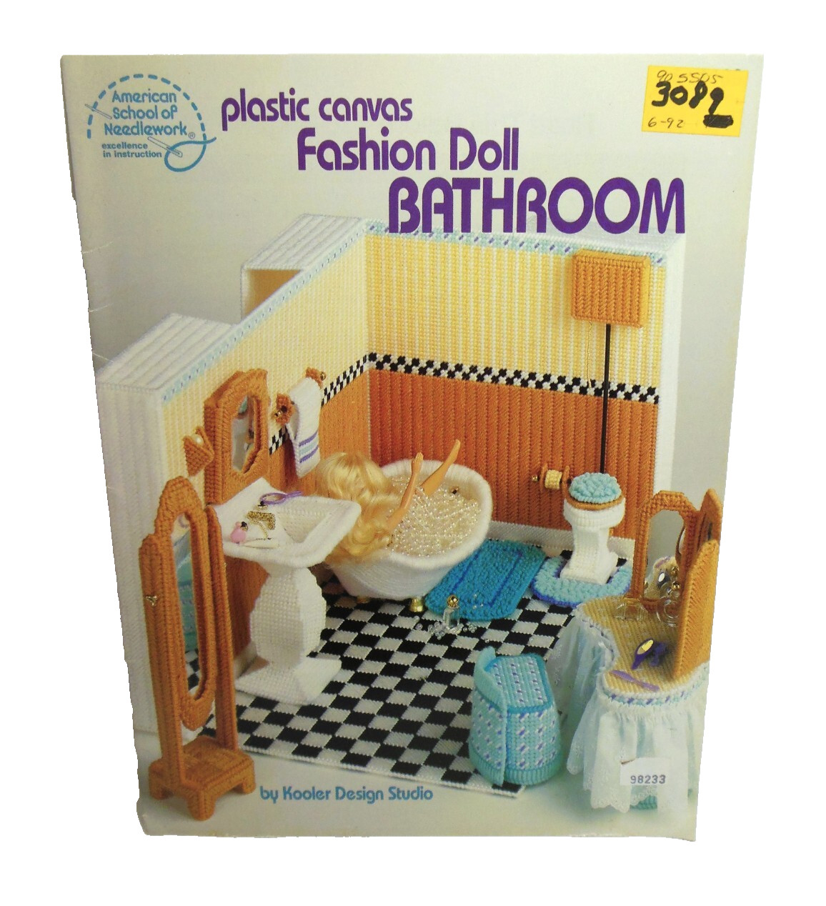 Bathroom in Plastic Canvas Fashion Doll PATTERNS Fits Barbie 3089 Tub Toilet