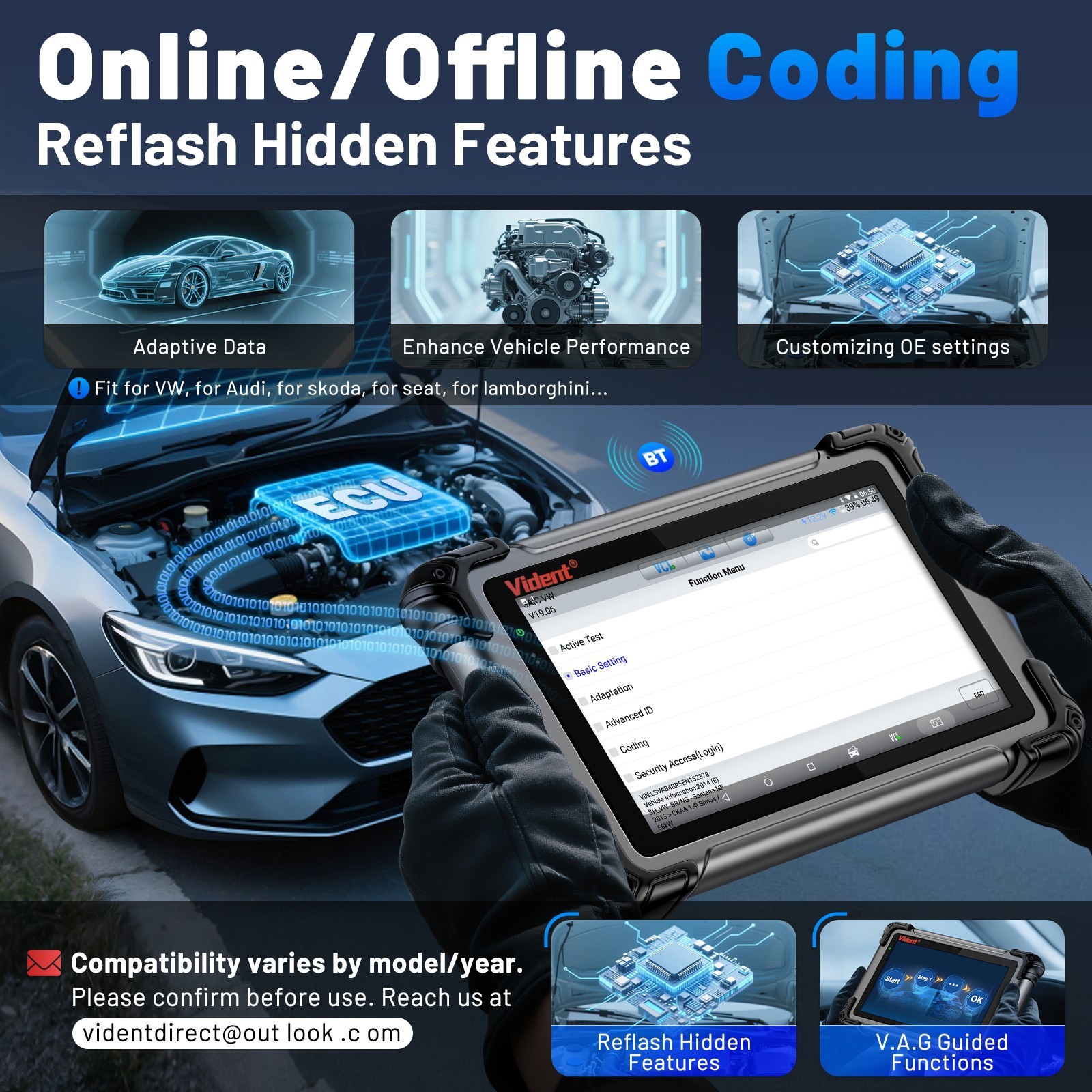 OBD2 Scanner Topology Mapping VIDENT iSmart 800PRO BT Bidirectional Scan Tool US