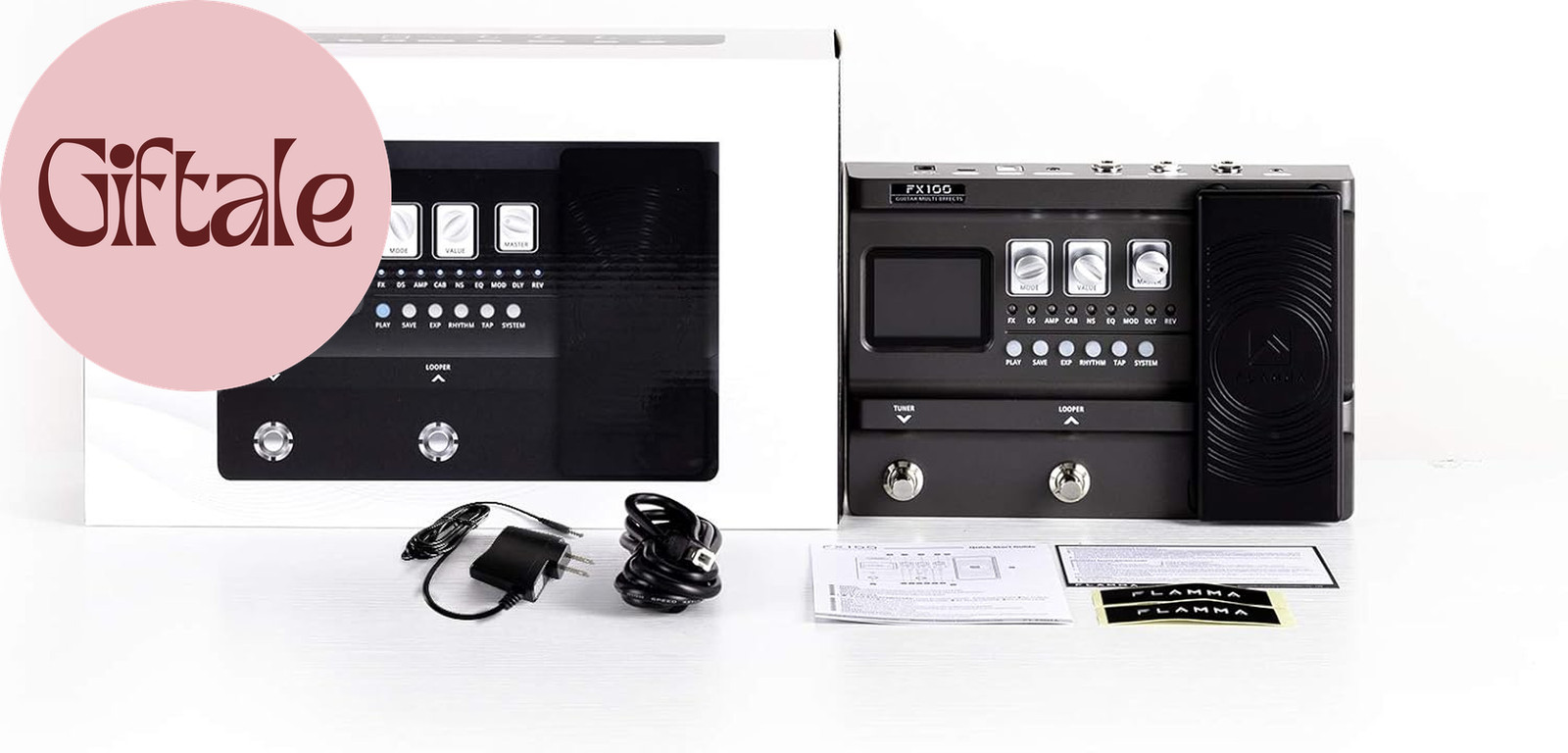 FX100 Guitar Multi-Effects Pedal with 55 Amp Models 151 Built-In Effects 80' Loo