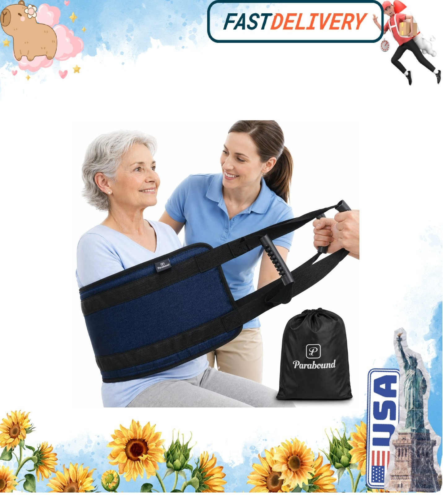 Parabound Transfer Sling For Elderly And Disabled, Lift Assist Gait Belt For