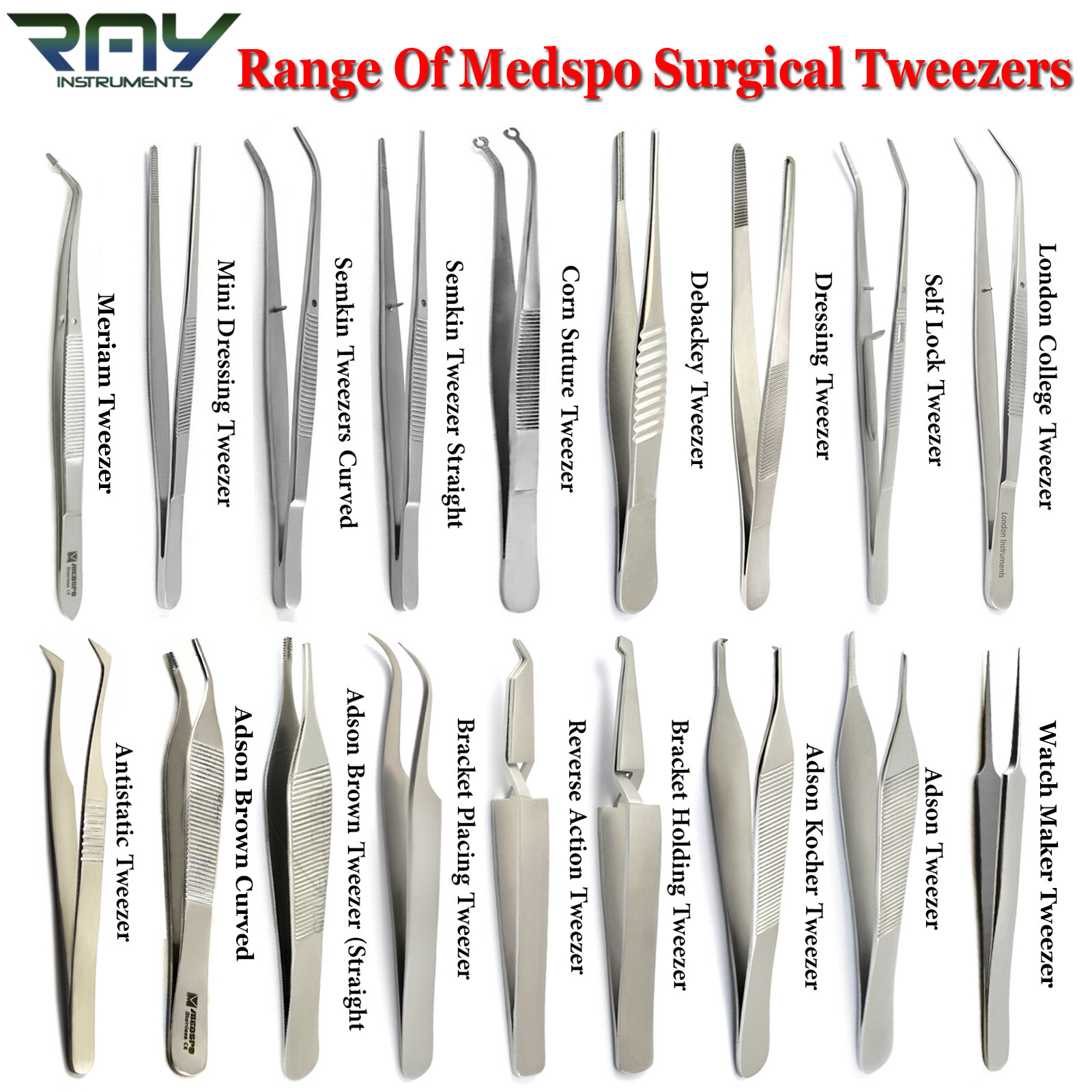 Medspo Surgical Tweezers Pliers Medical Dental Nursing Cotton & Dressing Forceps