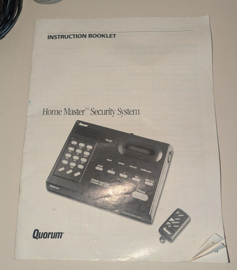 Quorum Home Master HM-100 Security System *PLEASE READ*