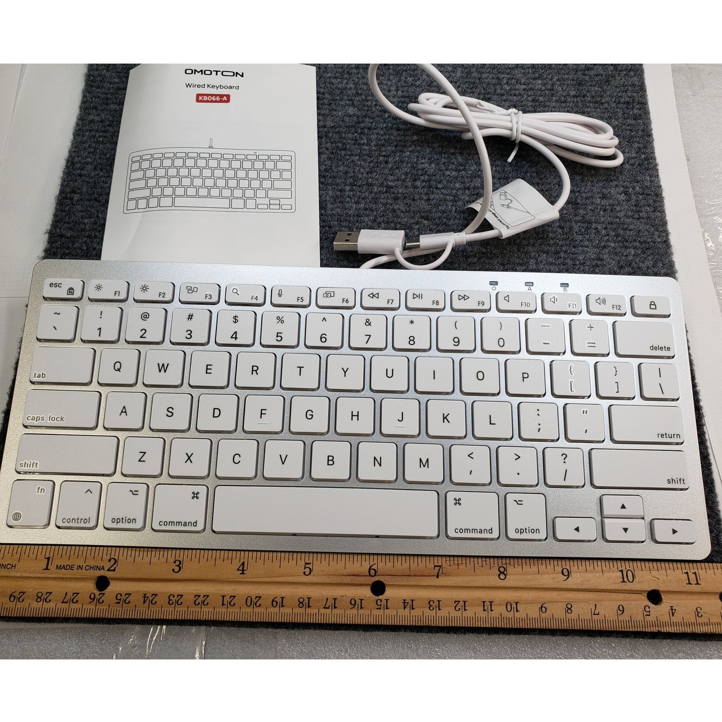 Wired Keyboard. Slim Silver. USBC/USB Connect. KB066-A Omoton. Ergonomic