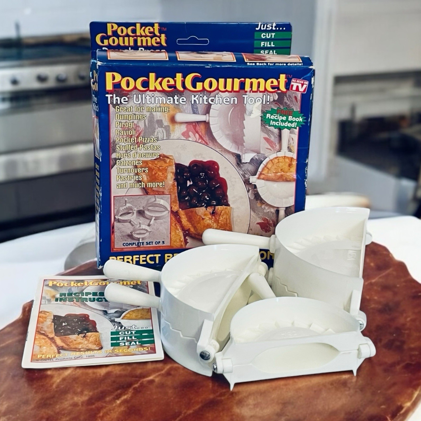 Ontel Pocket Gourmet 3 Pc Set Make Dumplings Ravioli Pierogi Pizzas Turnovers