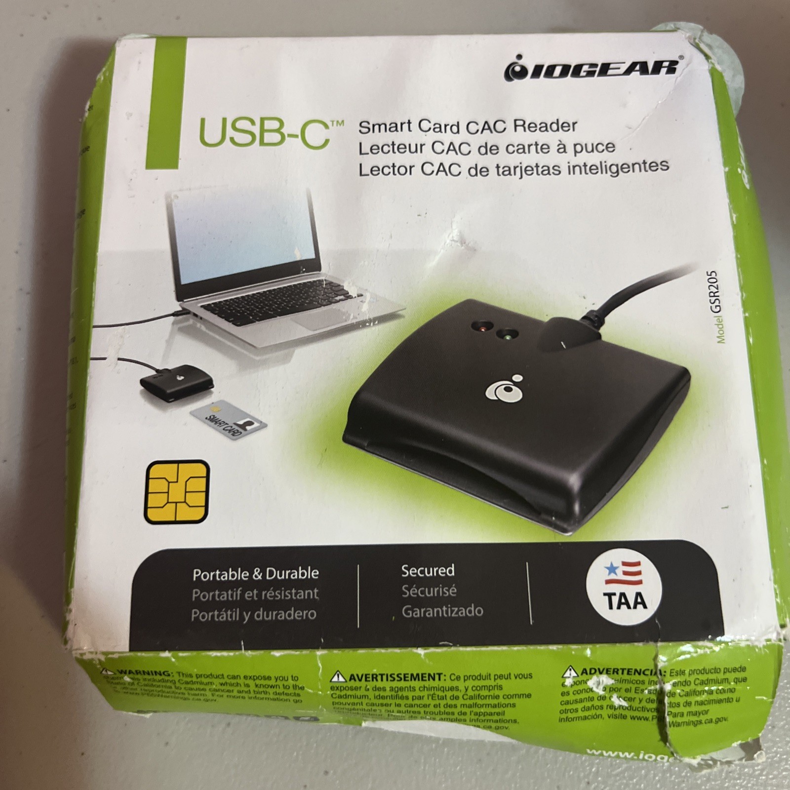 IOGEAR USB-C Smart Card CAC Reader TAA Approved GSR205