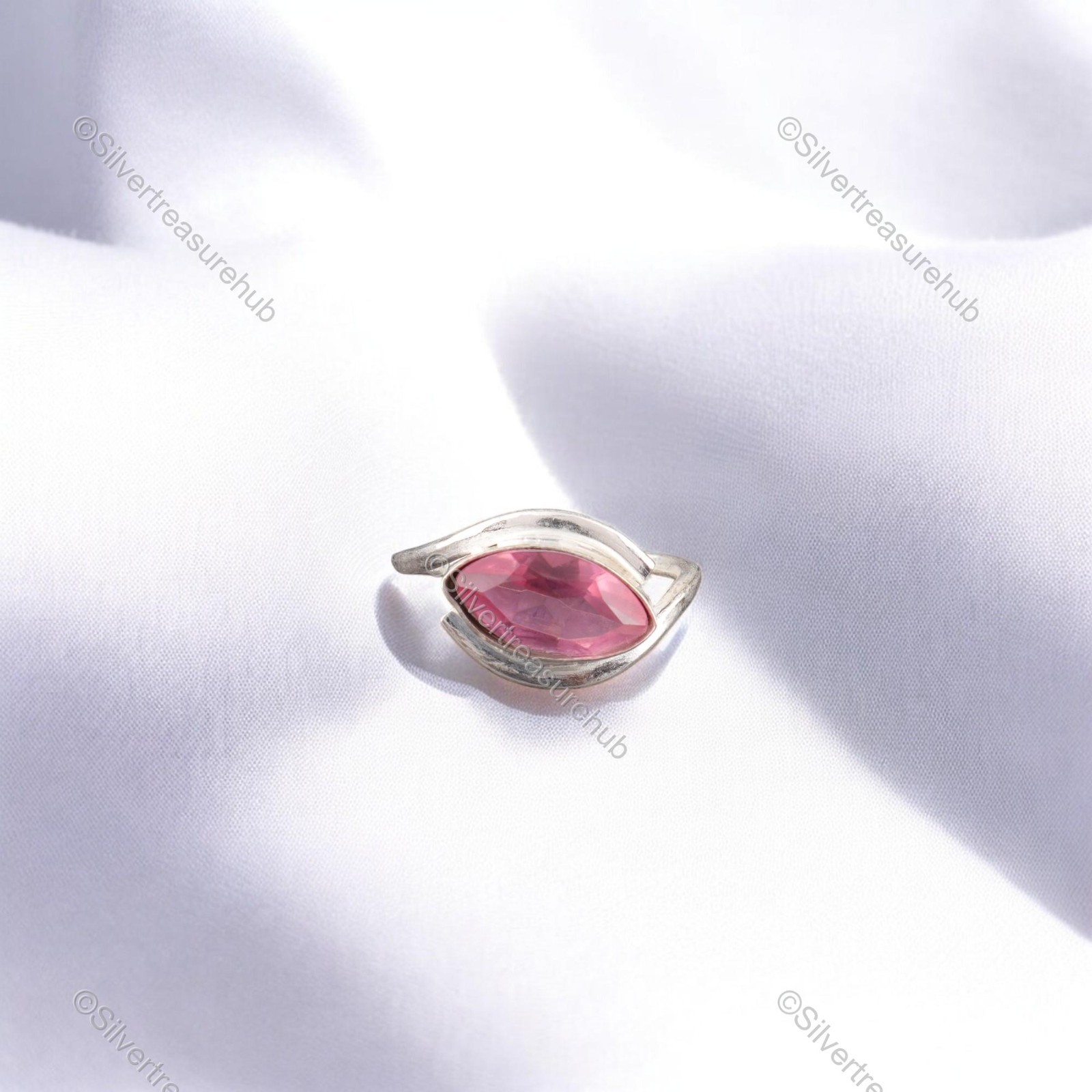 Marquise Pink Tourmaline Stone Band Anniversary Ring Jewelry 925 Sterling Silver