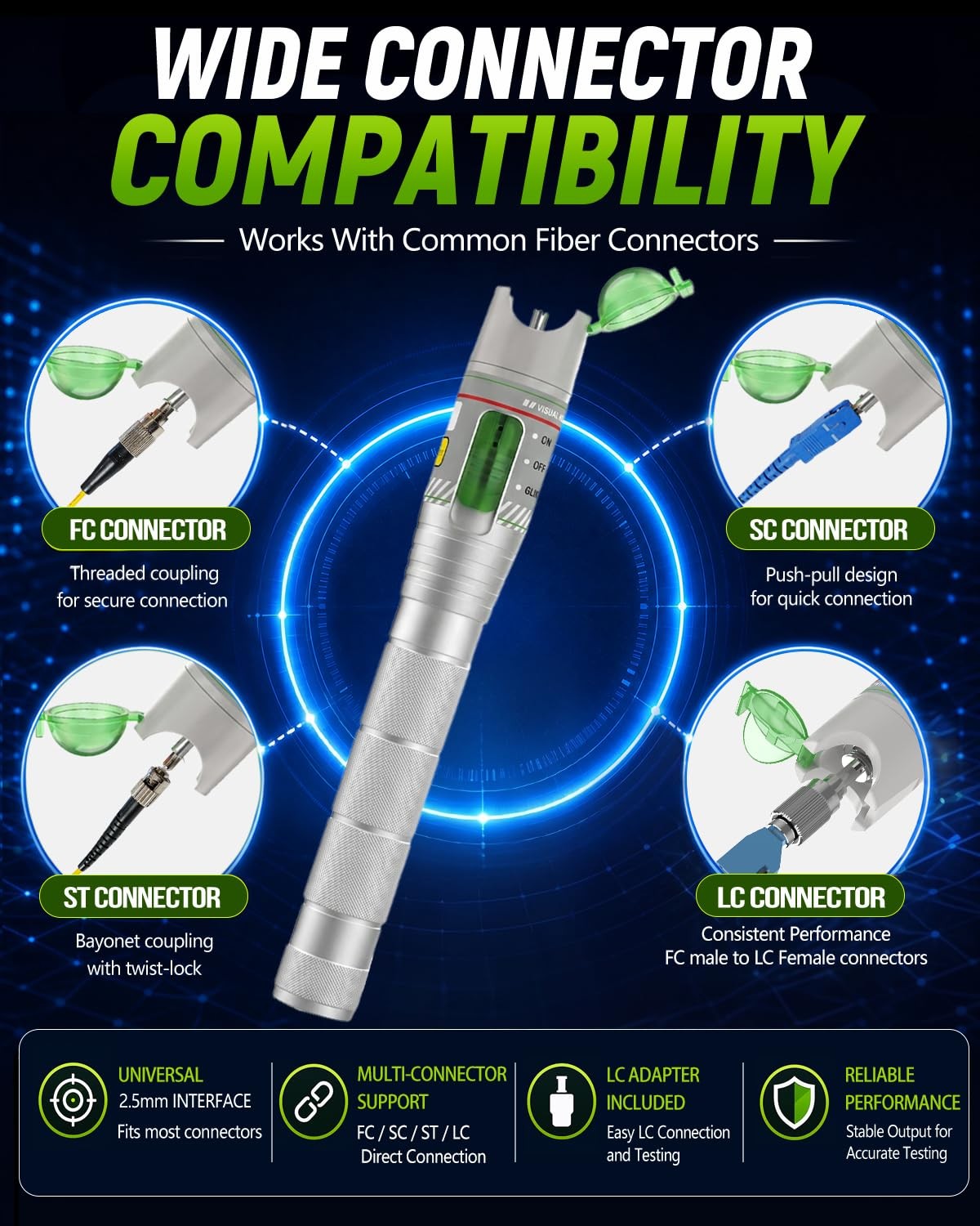 VFLTOOL 2pc Beryl VFL fiber optic tester