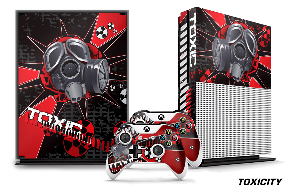Designer Skin for XBOX ONE S 1S Gaming Console+2 Controller Sticker Decal TOXIC