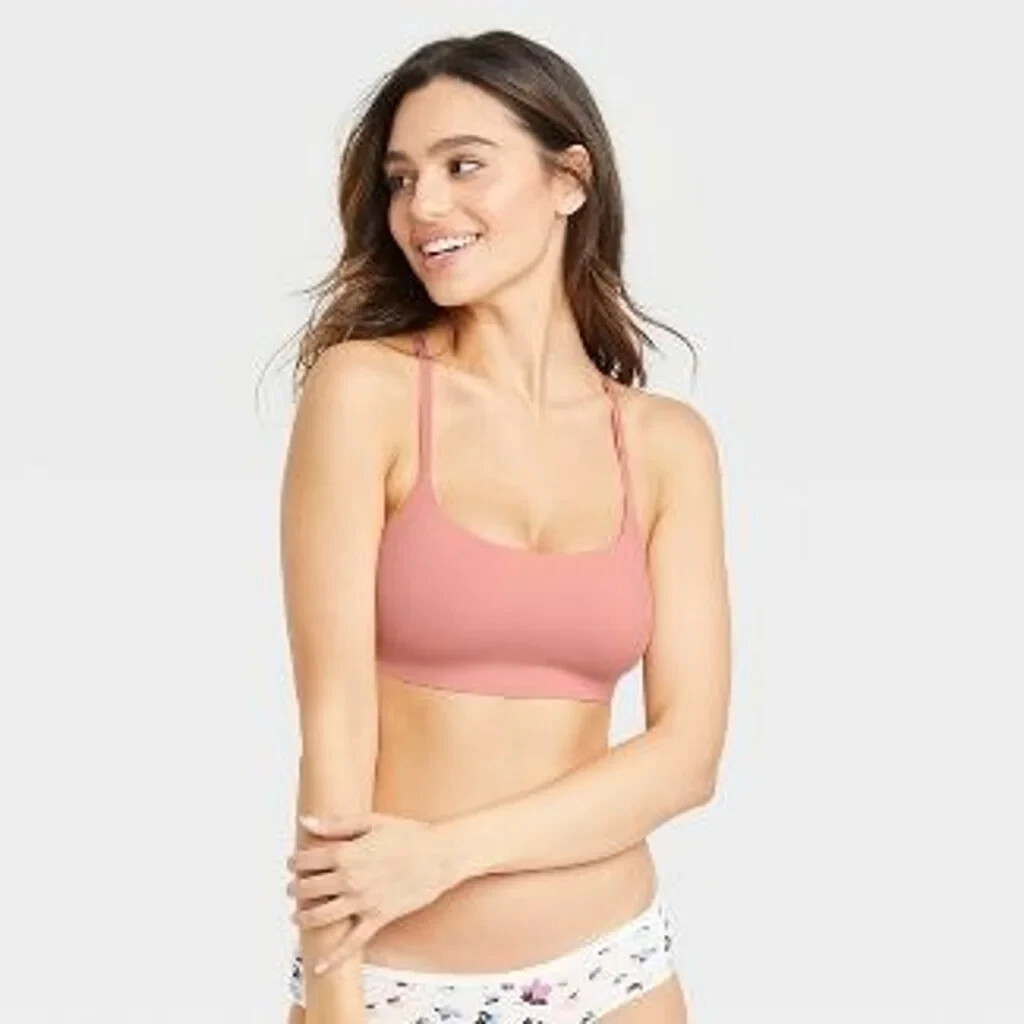 Auden Rose Colored Women's Signature Smooth Unlined Bralette-Size Large....