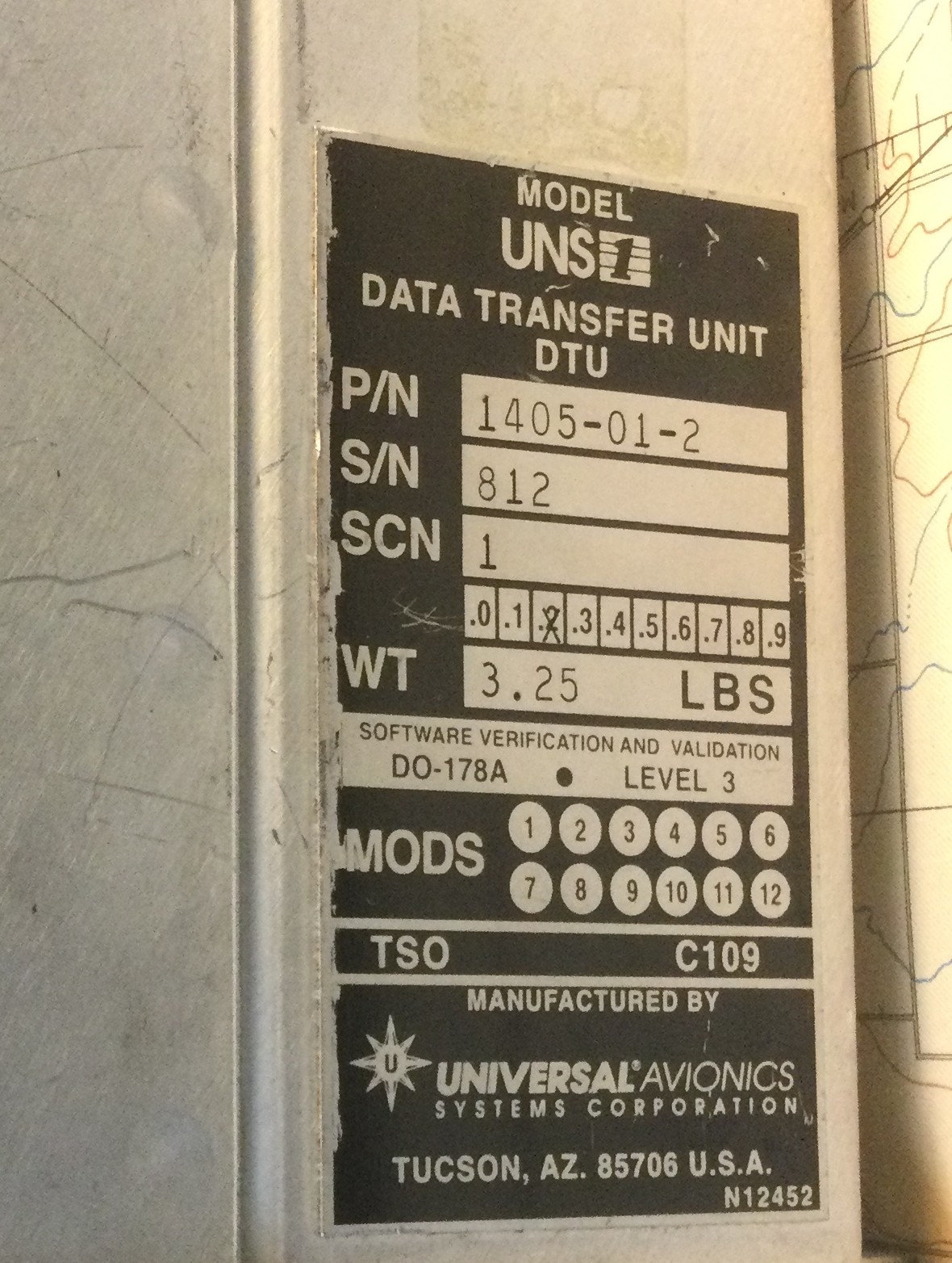 Universal Avionics UNS-1 Data Transfer Unit 1405-01-2 DTU *Tested /Yellow Tag