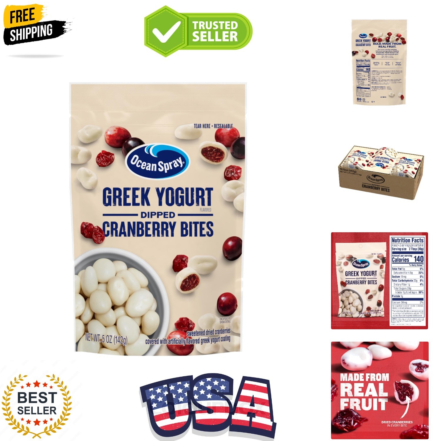 Greek Yogurt Covered Craisins, Greek Yogurt Flavored, Covered Cranberries, Dr...
