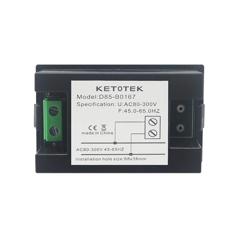KETOTEK Digital AC Voltmeter Panel Mounting Meter AC80-300V Frequency V-Hz
