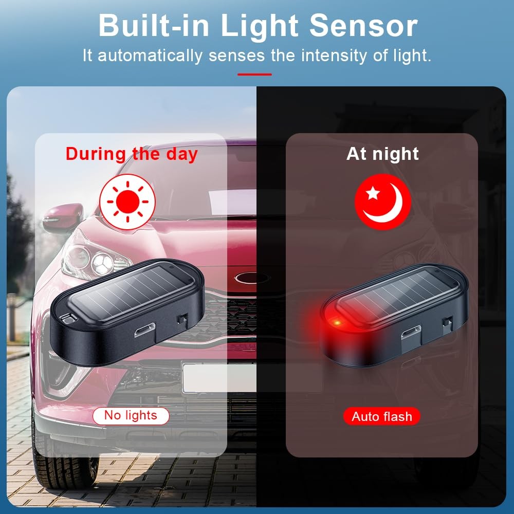 SolarPowered Dummy Car Alarm with LED Flashing Light 4PCS Security