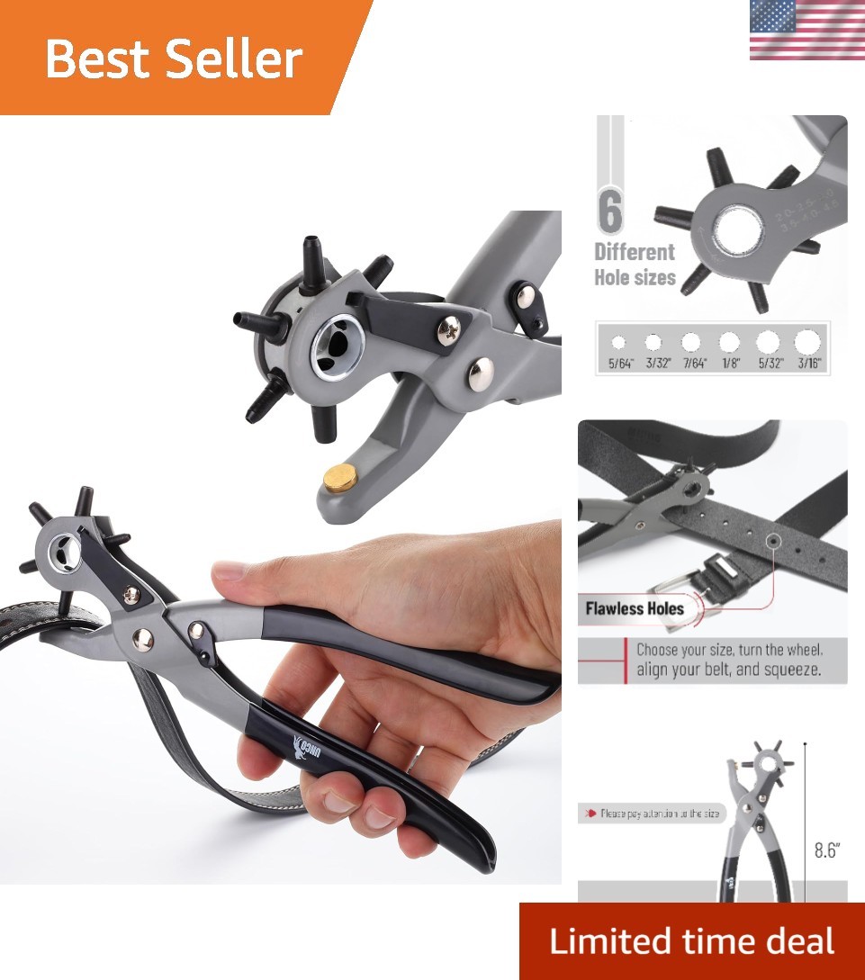 Professional-Grade Leather Hole Punch Tool - 6 Sizes, Alloy Steel Construction