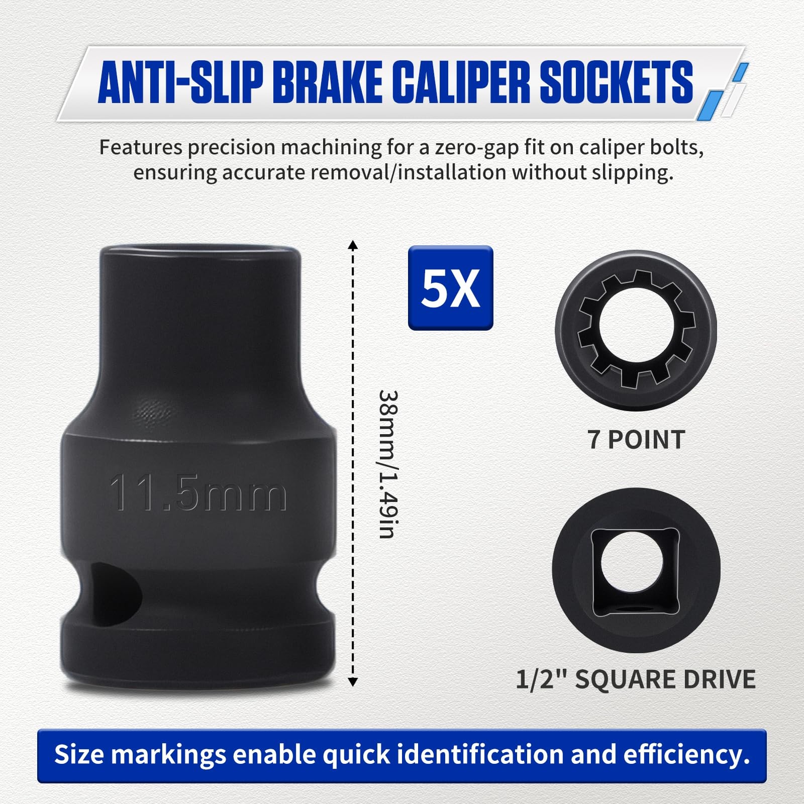 Brake Caliper Socket Set Compatible with VW VAG, 5PCS Tool 1/2" 5PC