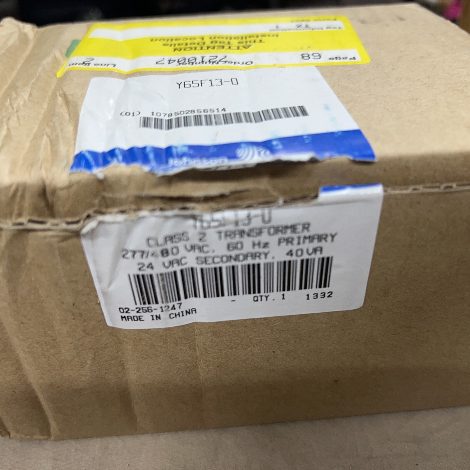 Never Used Johnson Controls Y65F13-0 CLASS 2 TRANSFORMER