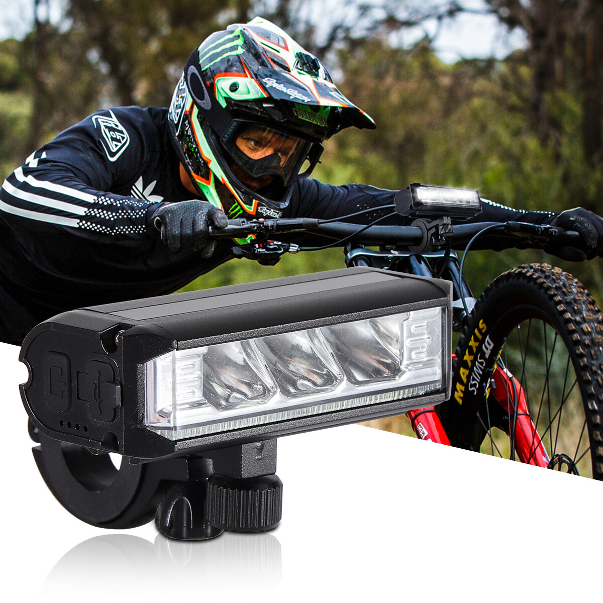 1200 Lumens Bike Light USB-C Rechargeable IPX6 for Mountain Road Bicycle