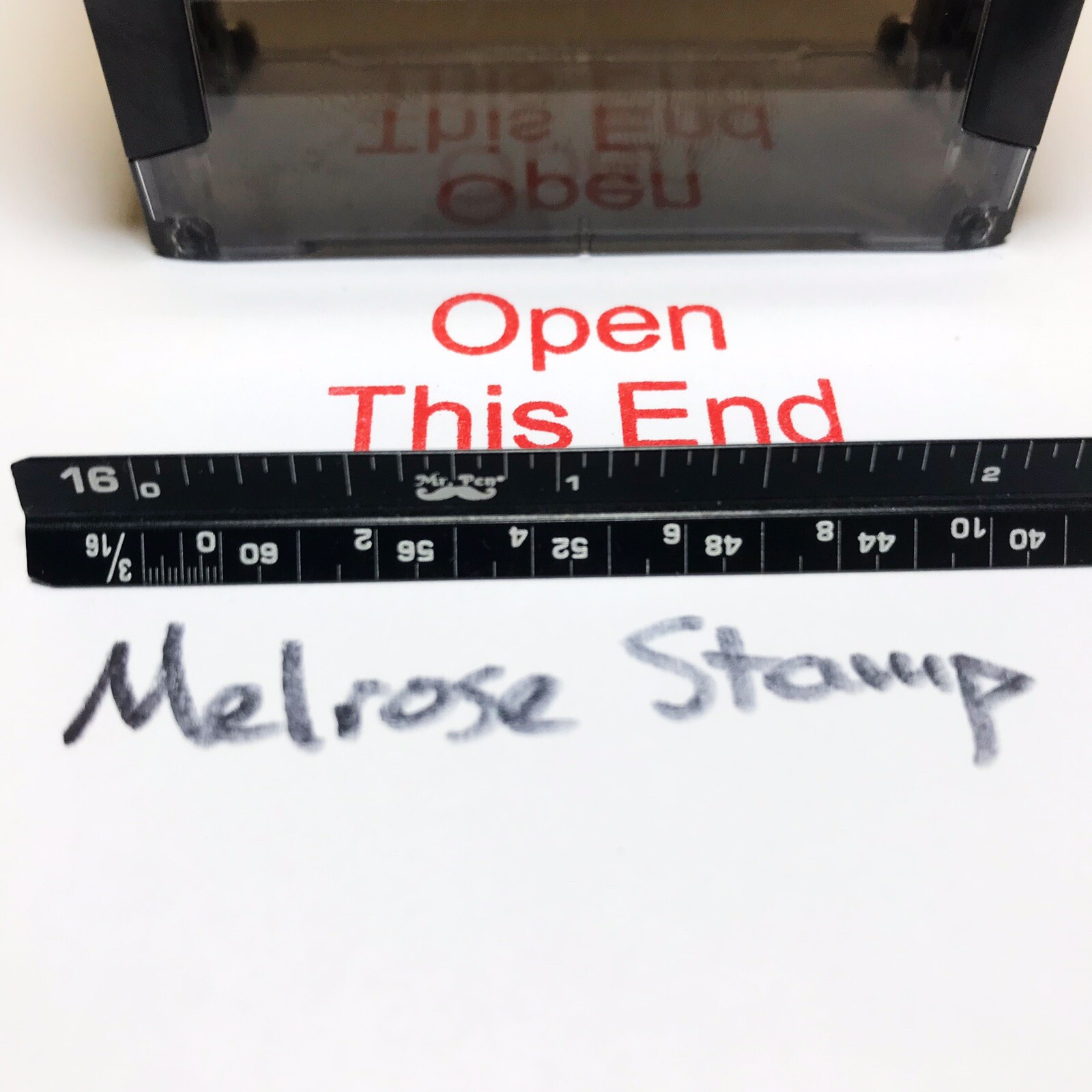 Open This End Rubber Stamp Red Ink Self Inking Ideal 4913