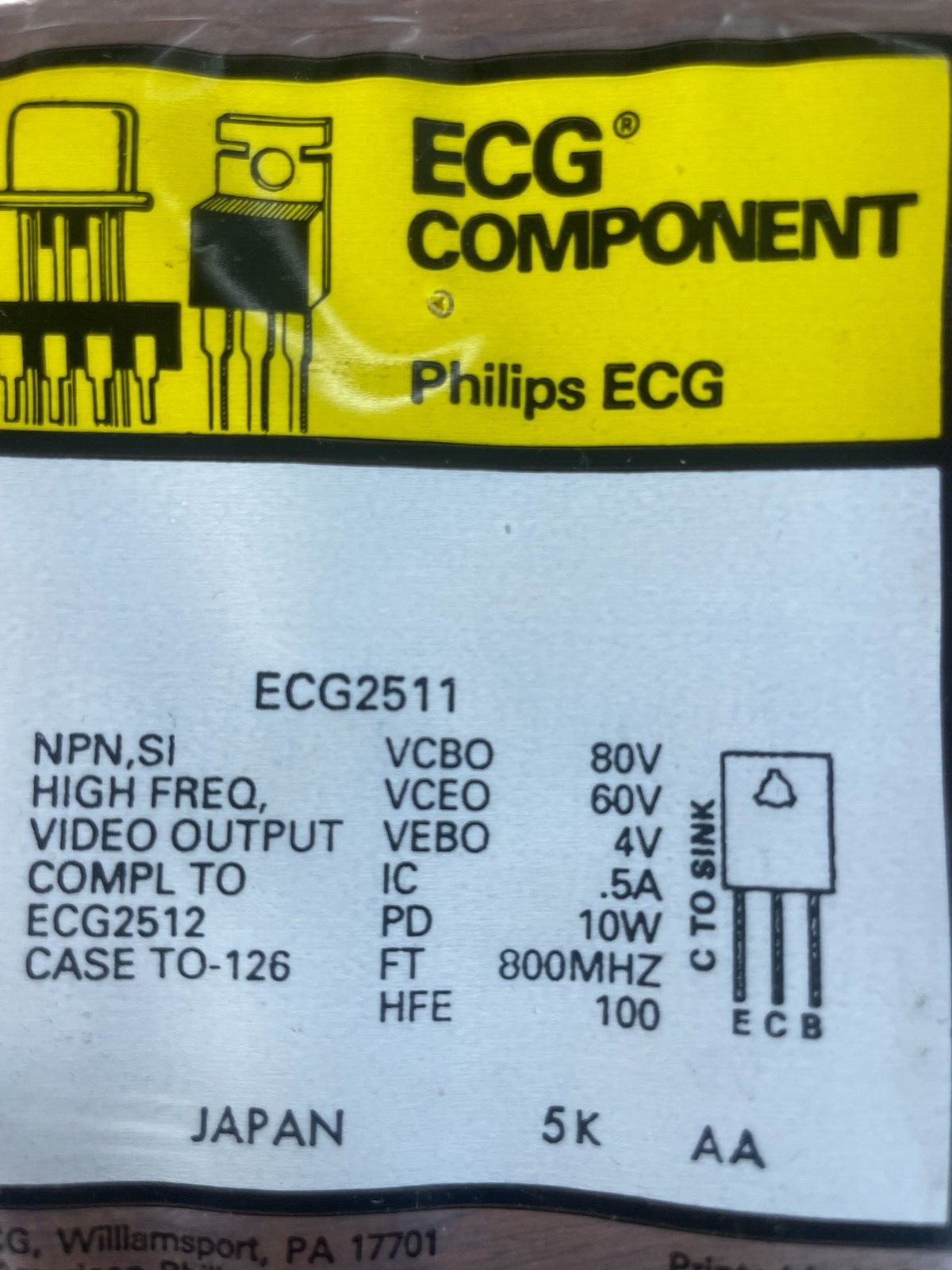 Lot Sale!* ECG Components Philips ECG Components 3ea of ECG2509 ECG2512 ECG2511