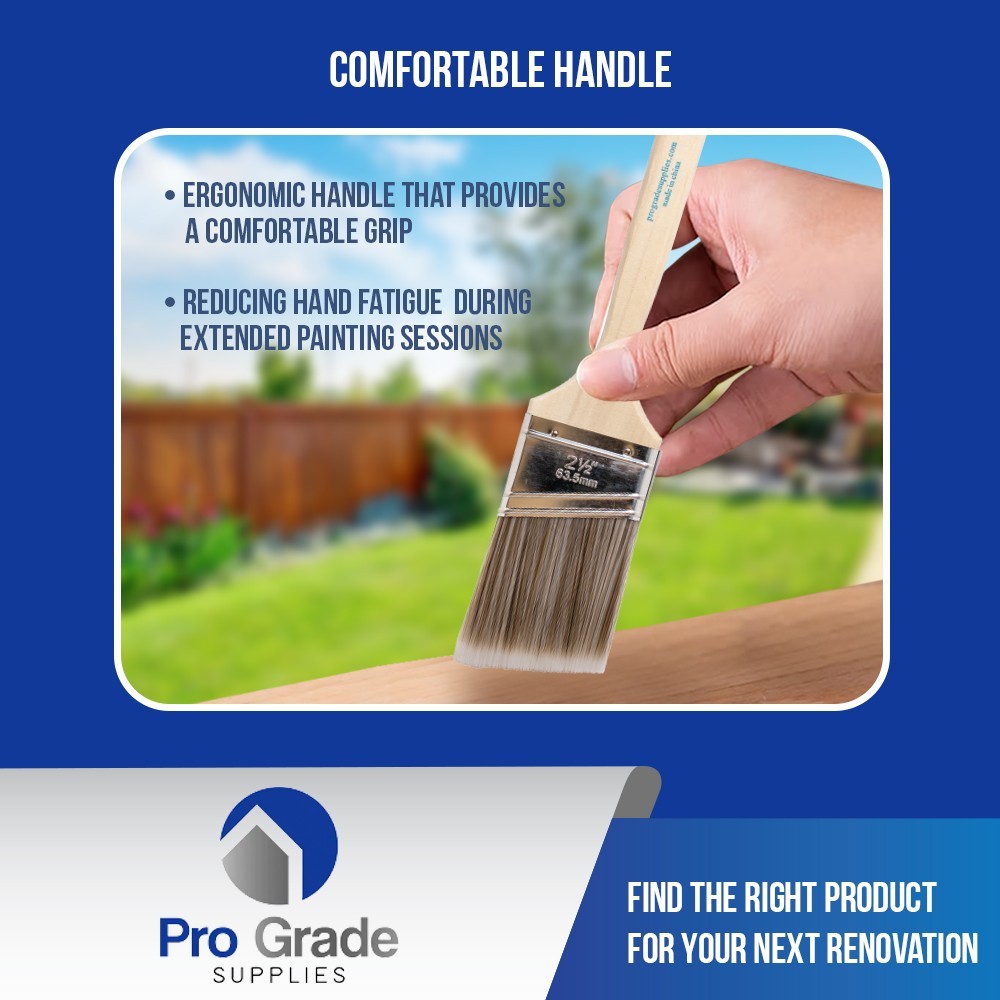 Pro Grade - Paint Brushes - 12Ea 2.5" Angle Brushes
