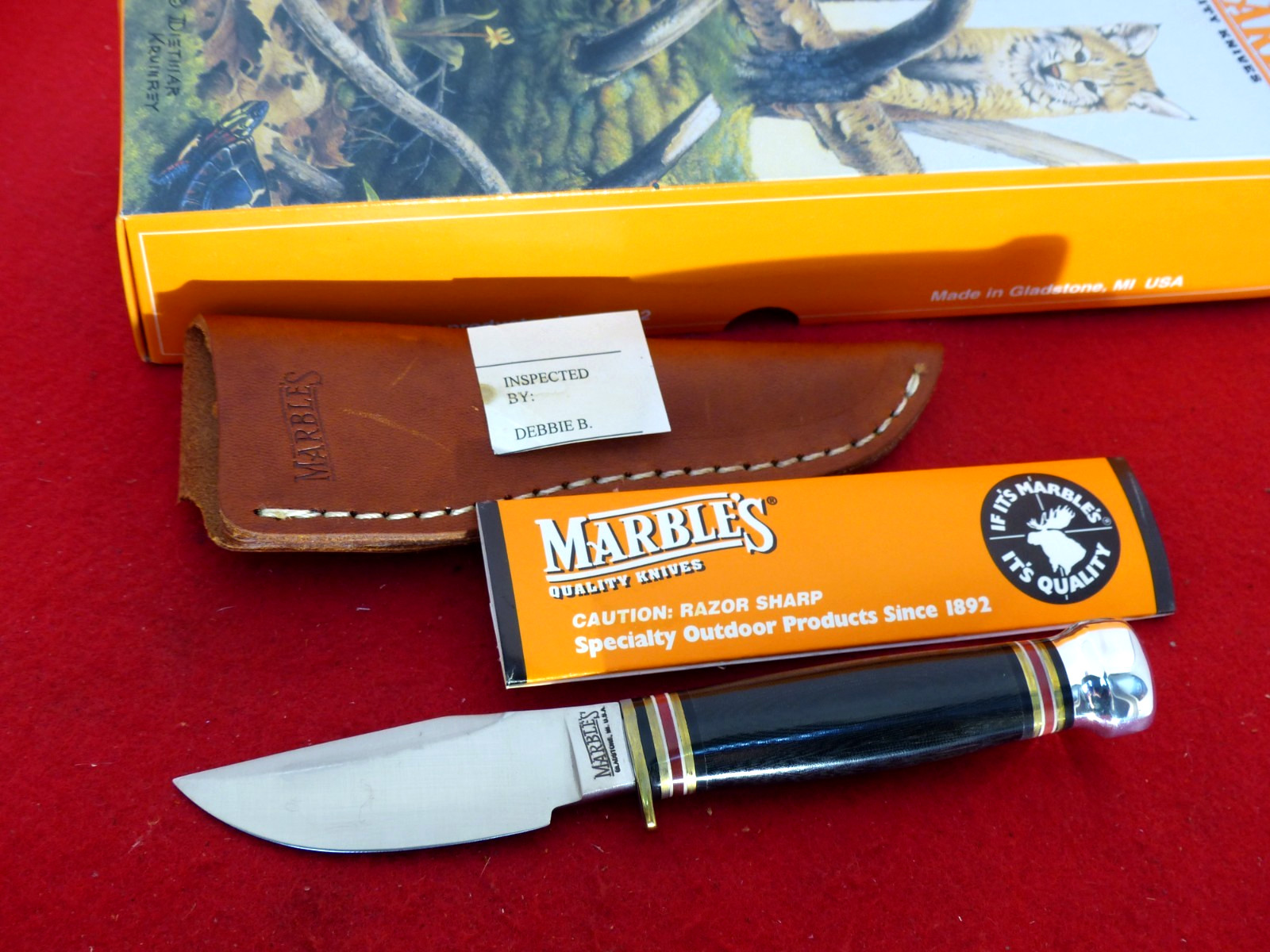 Marbles Gladstone USA mint in box Trailcraft fixed blade micarta/aluminum knife