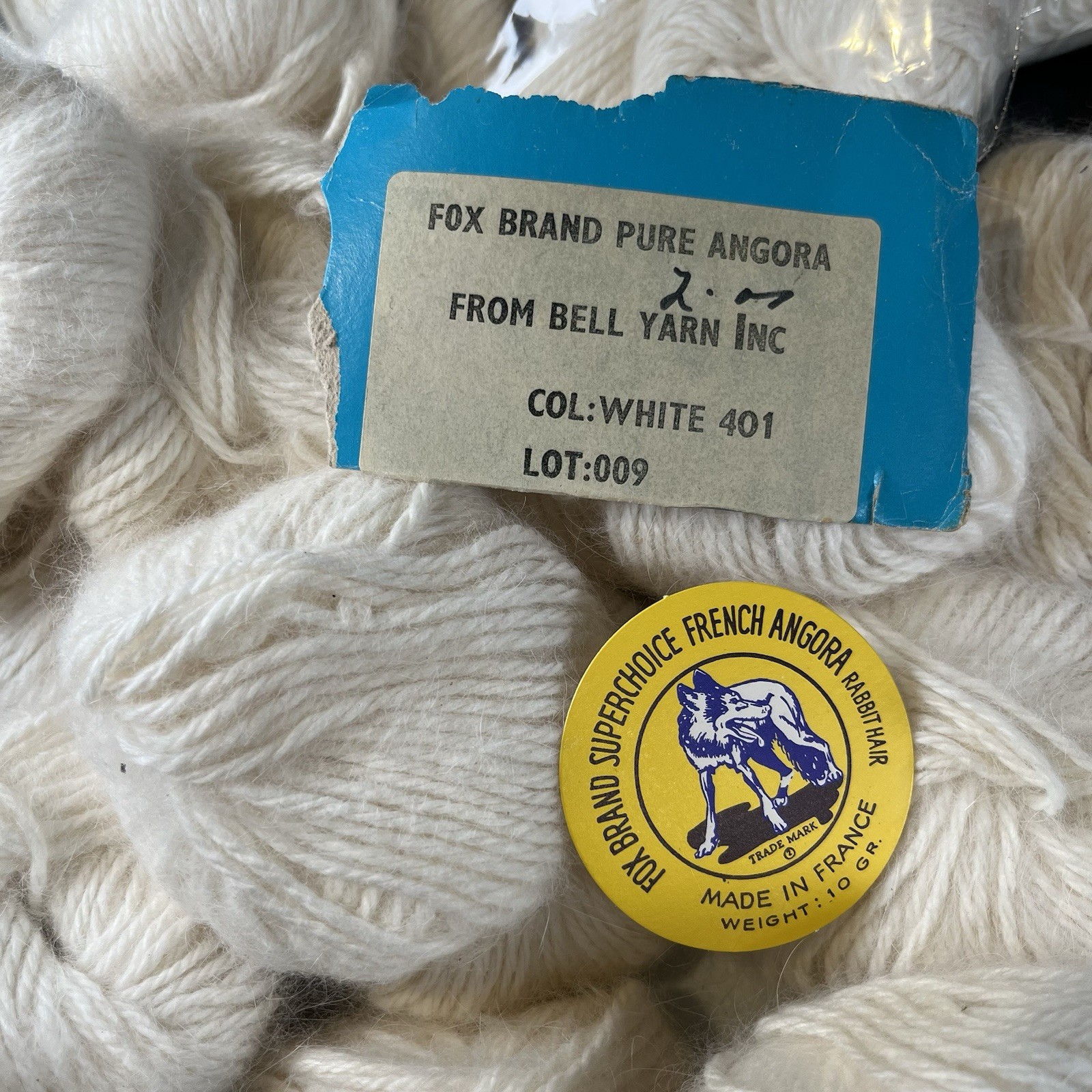 4x Fox Brand Superchoice WHITE 100% Pure French Angora Rabbit Made In France 10g