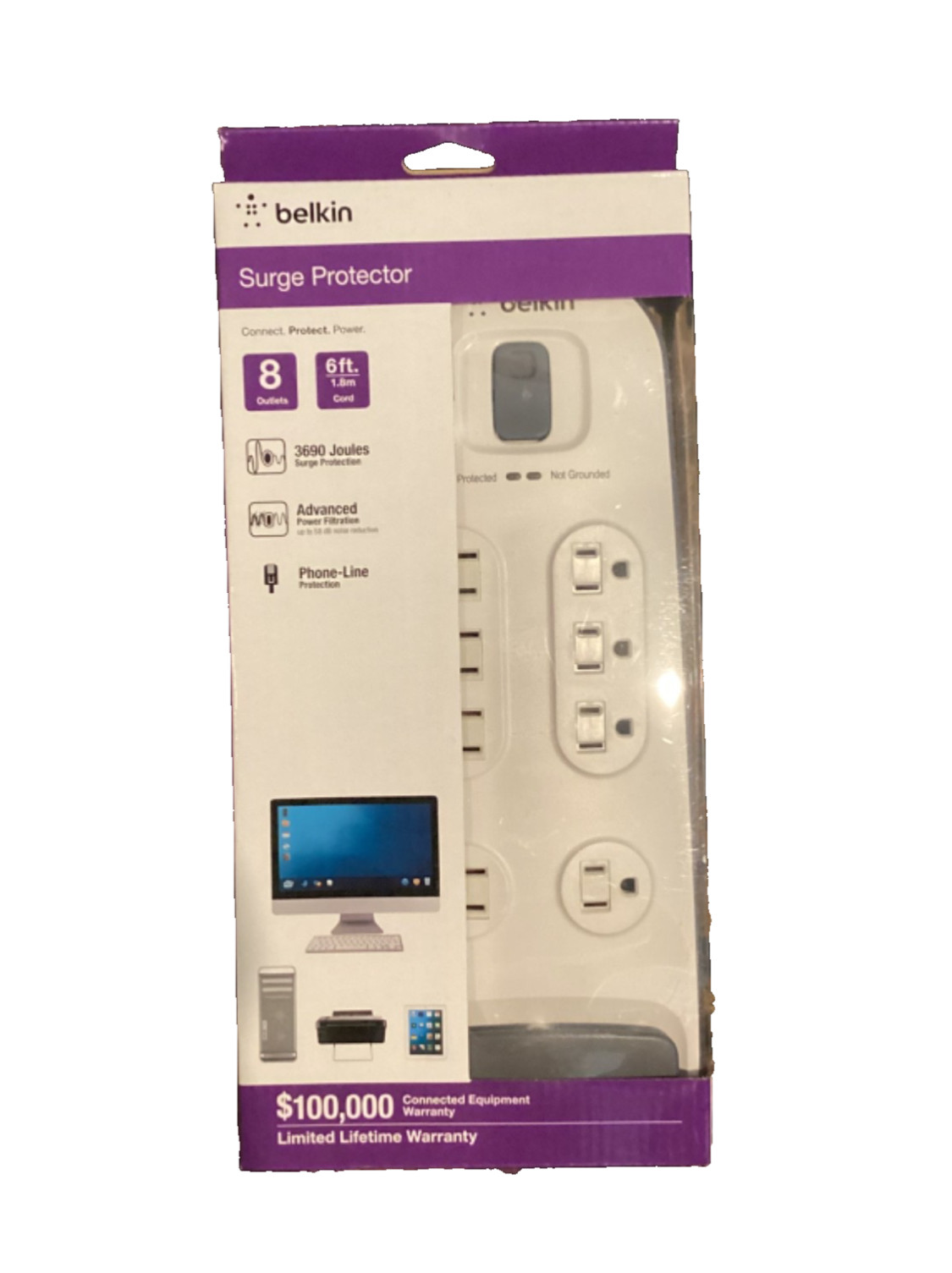 BV108200-06 - Belkin 8-Outlet Surge Protector with 6 FT Power Cord | NEW
