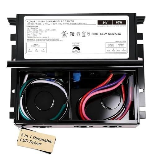 Acraft 24V Dimmable LED Driver, UL Listed TRIAC/0-10V/PWM/ELV/MLV 24v Led Driver