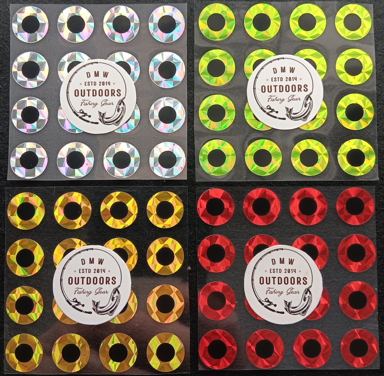 Flat Fish Eyes, Holographic, Multi Sizes & Colors Available, Fly Tying, Lures