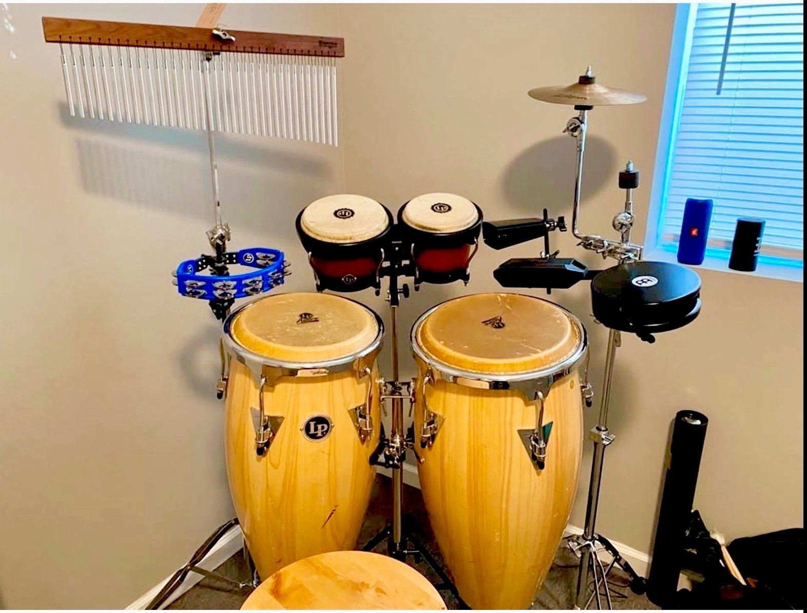Complete Percussion Rig - LP Congas, Bongos, Zildjian Splash, Chimes & Stand