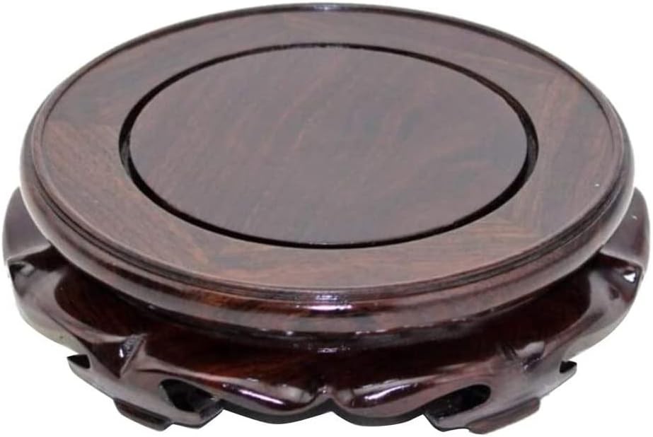 Oriental Furniture Wooden Display Stand Base Lotus Pedestal Vase Brown
