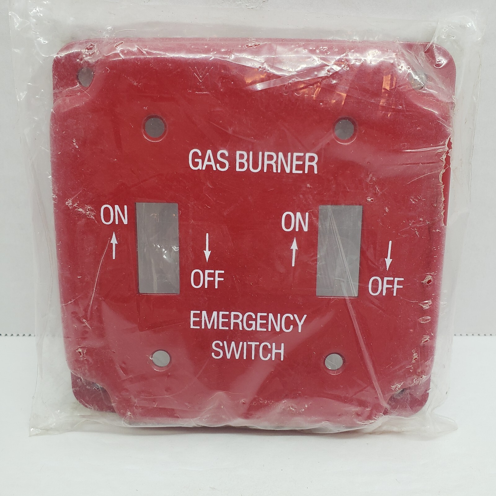 Mulberry 4" 2-Switch Square GAS Burner Cover Plate Red Metal #41026