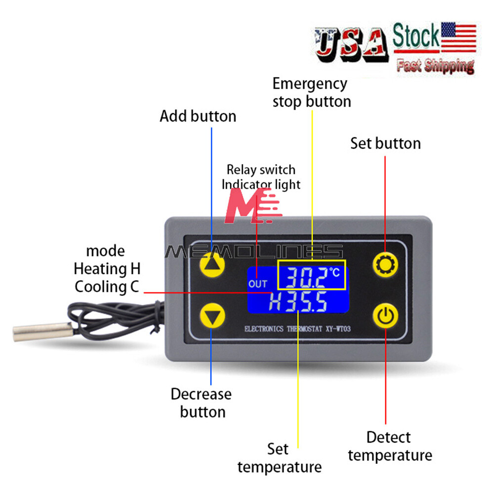 WT03 LCD Remote WIFI Thermostat Temperature Controller Module NTC 10K Probe USA