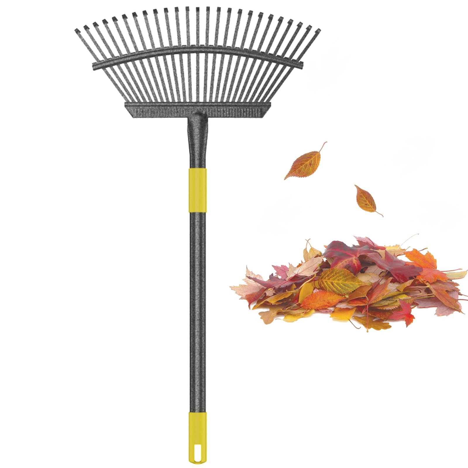 Leaf Rake, 30-61 inch Garden Rakes for Leaves Heavy Duty Long Handle, 25 Tine...