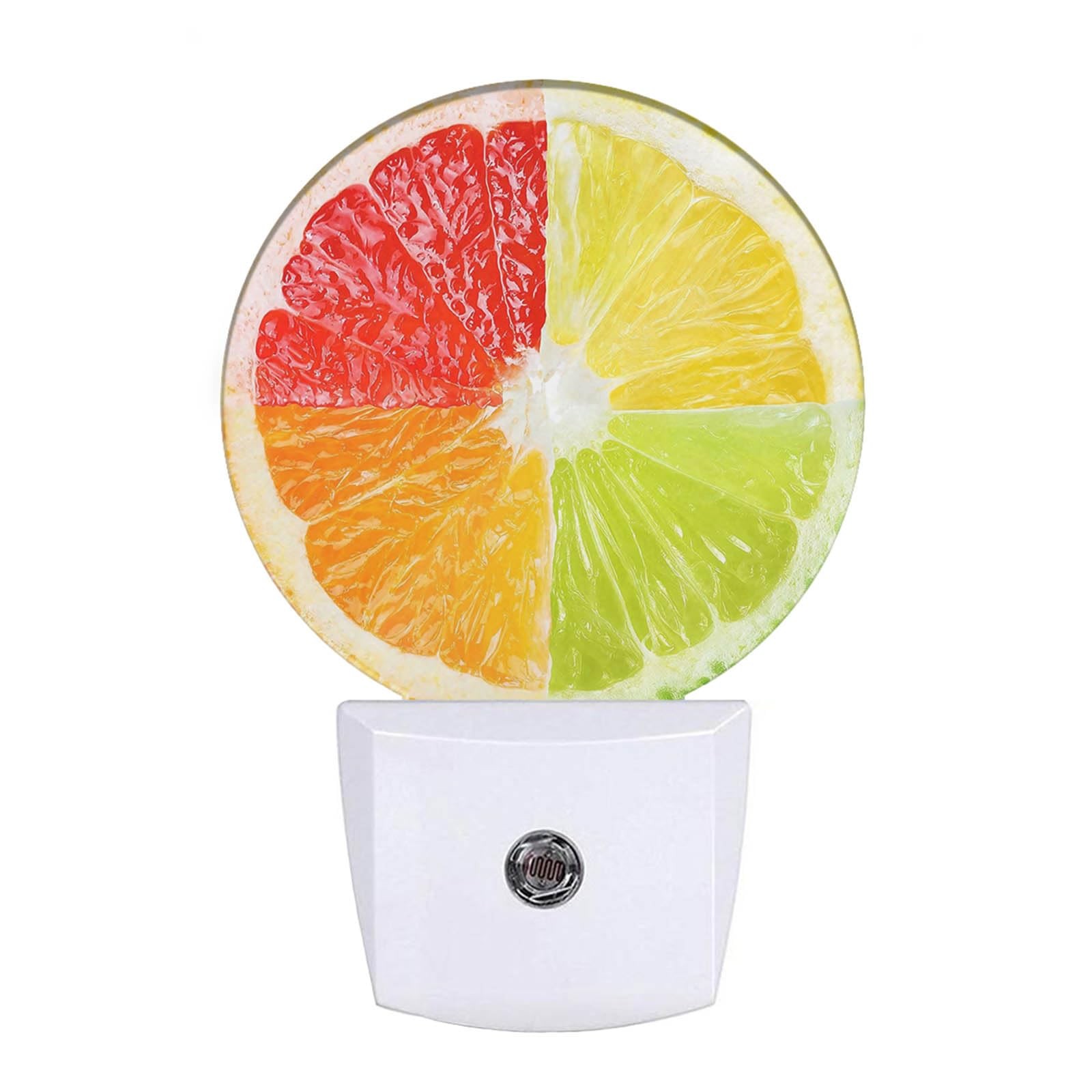 Coloful Lemon Slice Night Light, Fresh Fruits Plug into Wall with Dusk to Daw...