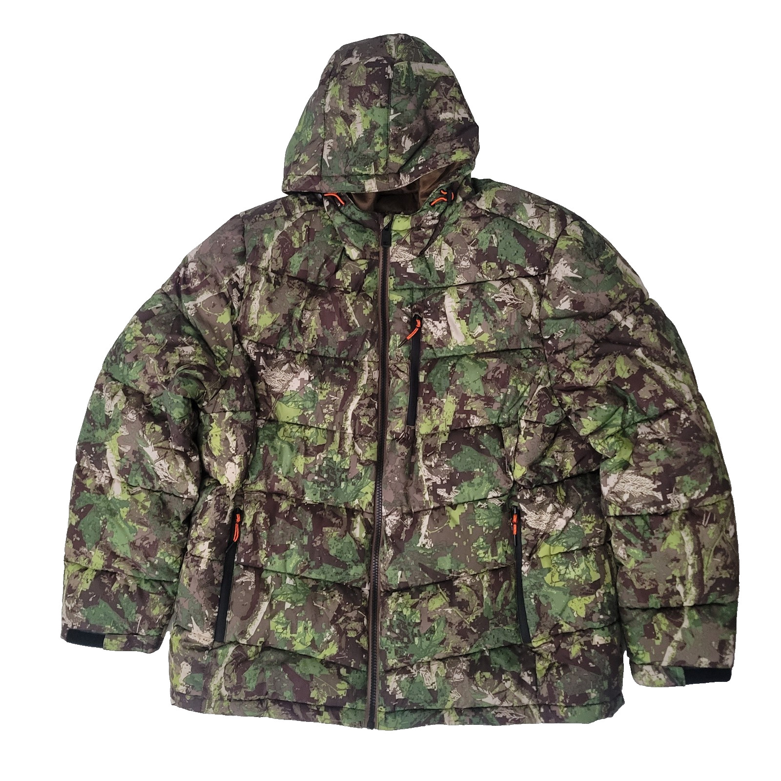 Outdoor Life Mens XXL Realtree Camo Longue Sleeve Full Zip Puff Hooded Jacket