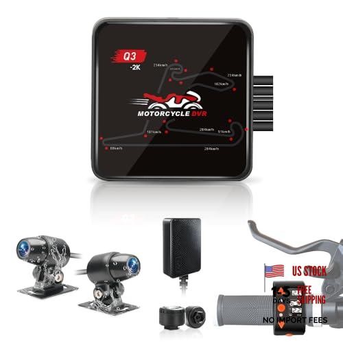 Motorcycle Dash Camera 2K Front and Rear Camera, 5G WiFi High Black Q3pro