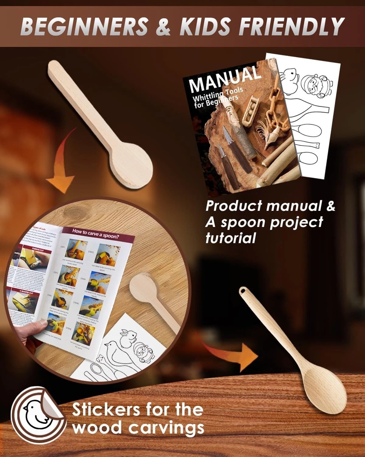 Wood Carving Kit Whittling Kit: Deluxe Tools Set with Leather...