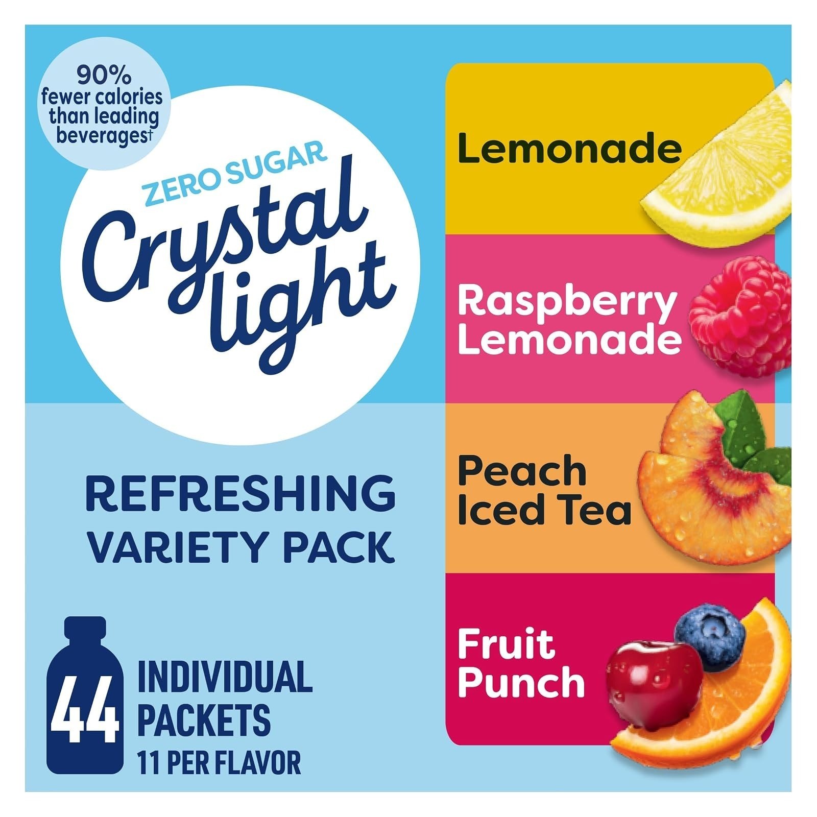 Crystal Light Energizing Drink Mix Variety Pack, 44 Packets, Zero Sugar