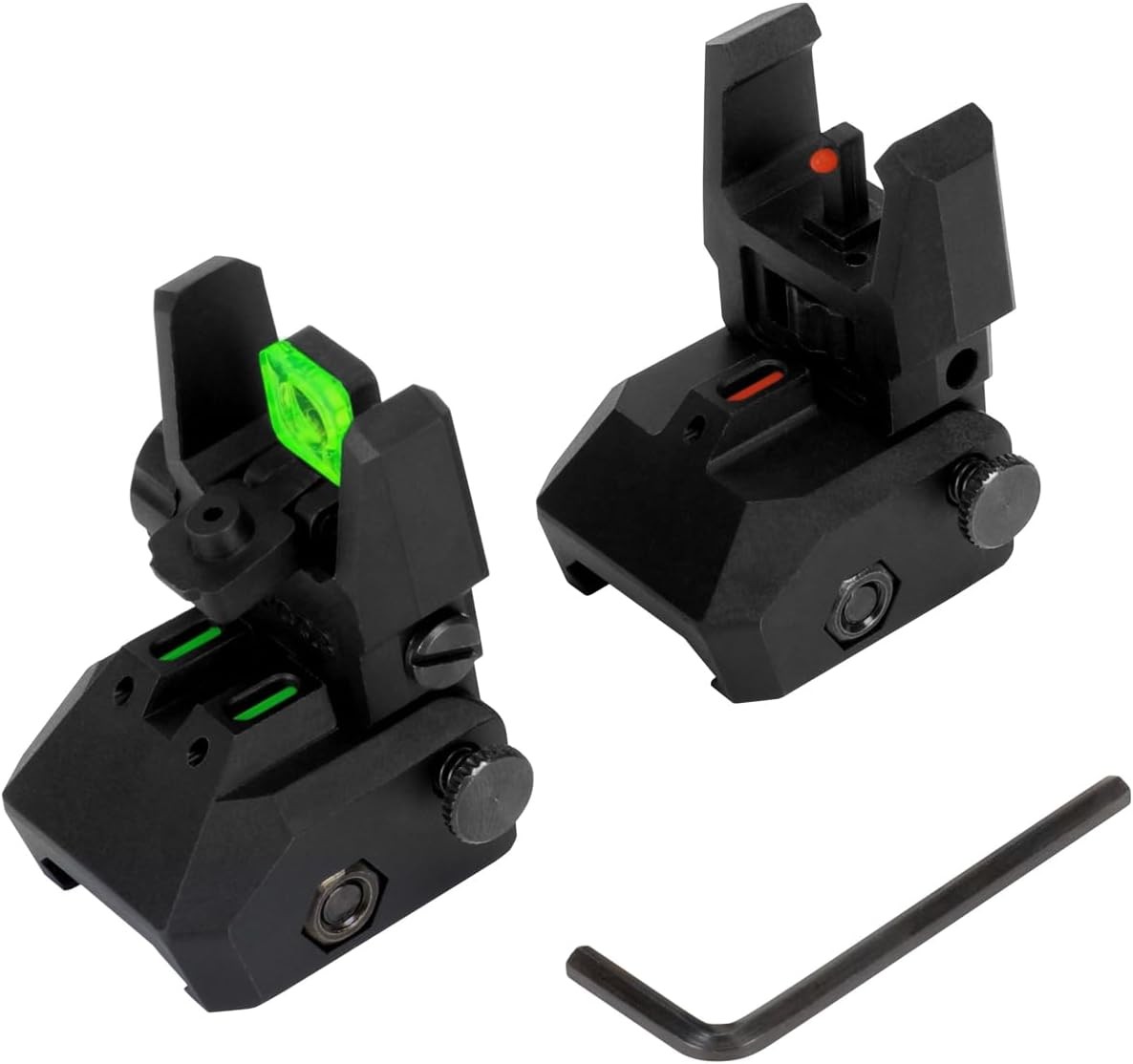 Front Rear Iron Sights Gun Rifle Firearm Weapon Shooting Polymer Fiber Flip Up