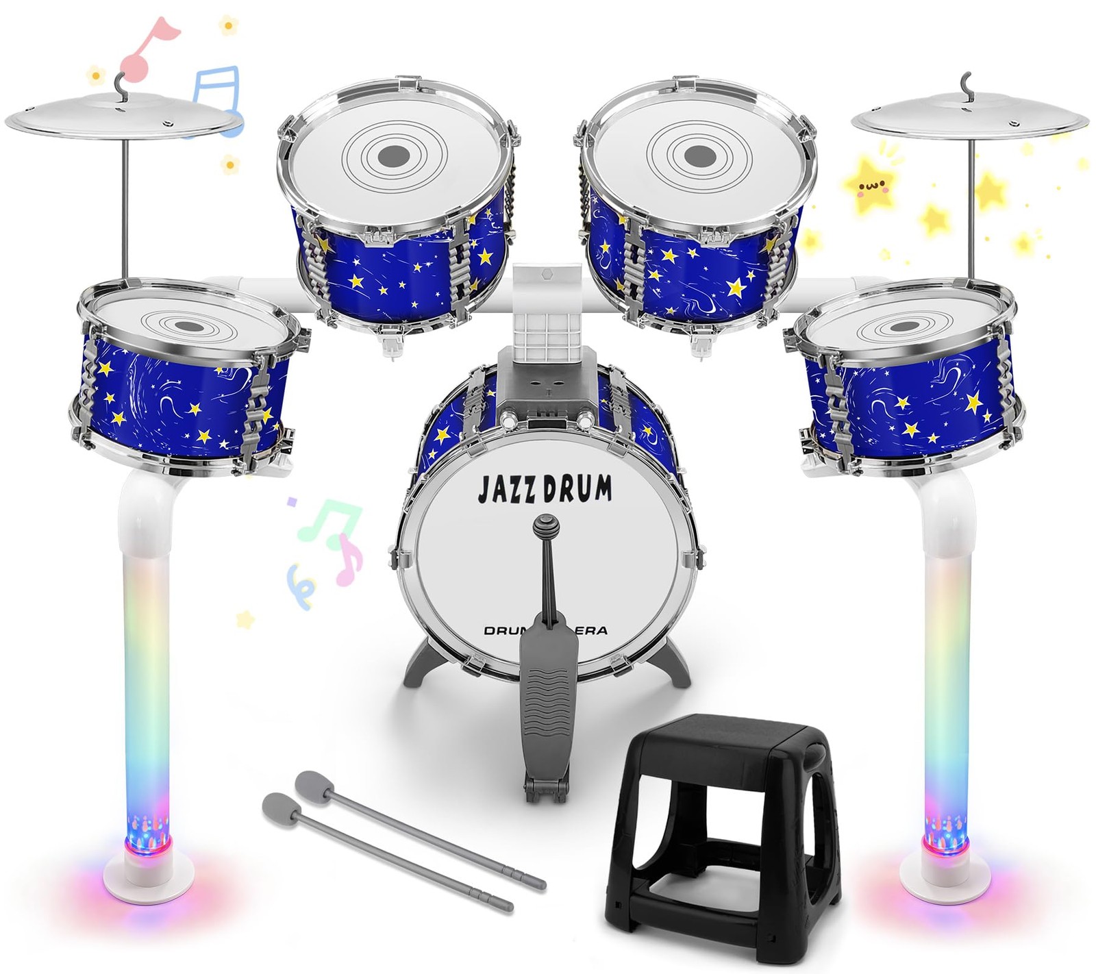 Upgraded Kids Drum Set Jazz Drums Kit with 5 Drums - Toddler Music Toys Learning