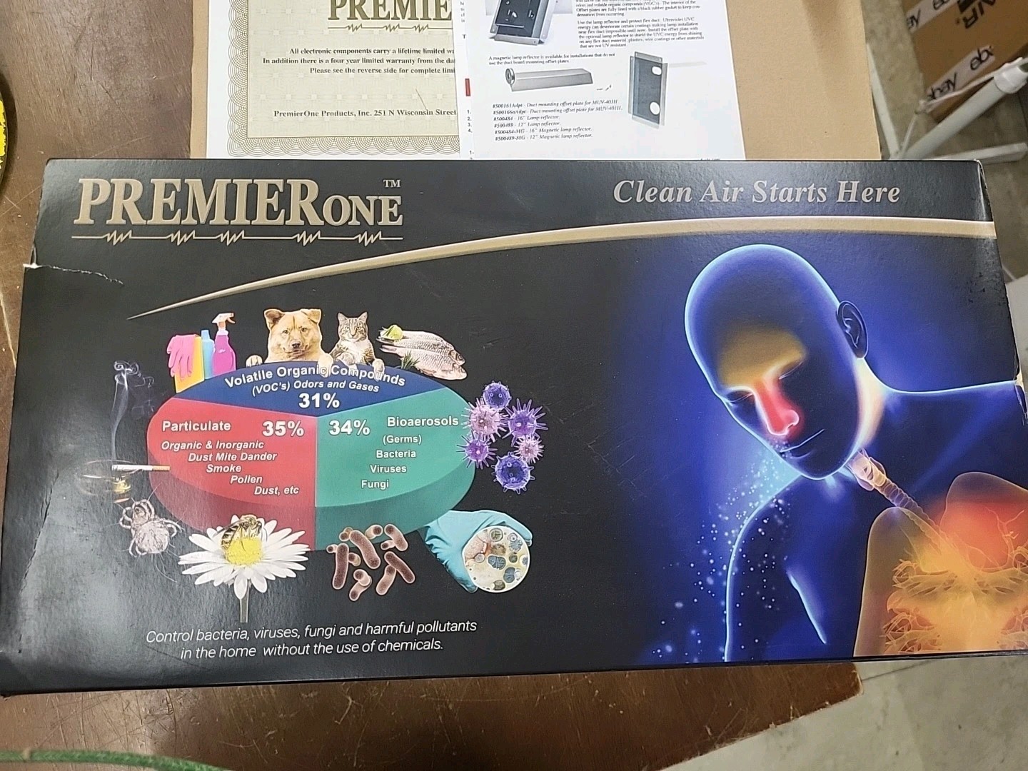 PREMIERONE MUV-401H-12 UV Lamp Duct Mount Germicidal Air Purifier Multivoltage