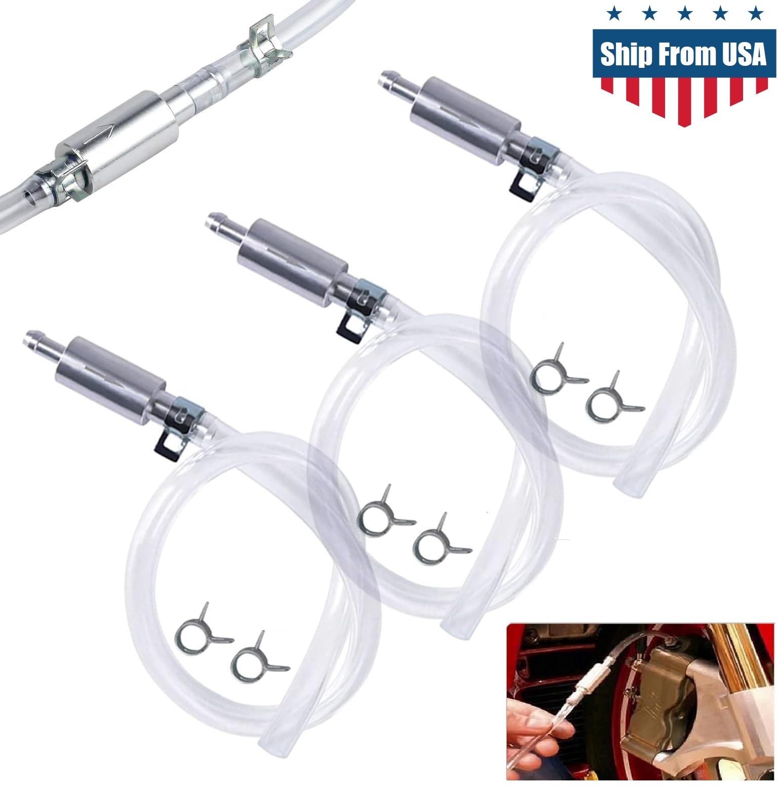 Motorcycle Car Clutch Brake Bleeder Hose One Way Valve Tube Bleeding Tool Set US