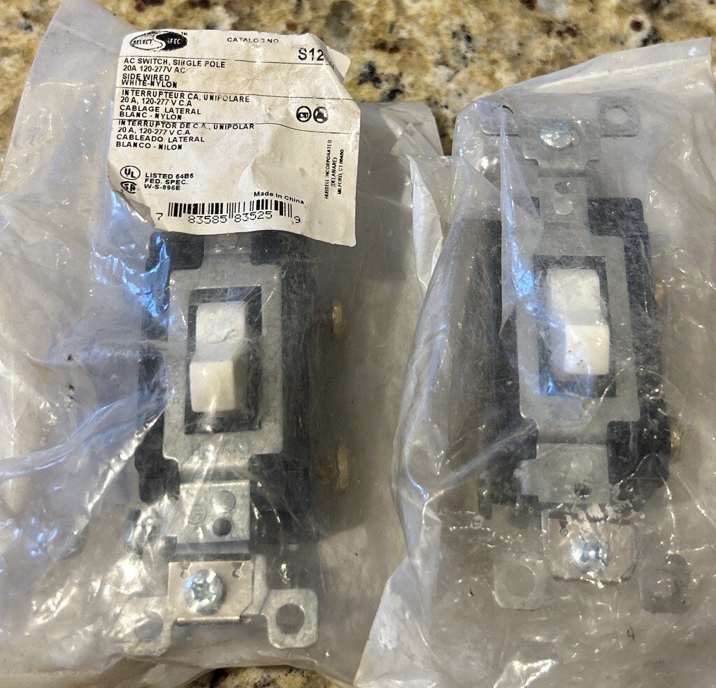 (2)- Hubbell Select Spec S120W AC Switch. NEW SEALED