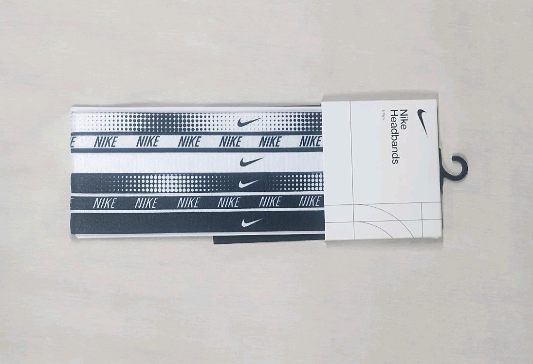 Nike Headbands (6-Pack) 'Black White' Unisex Secure-Fit (OSFM) NEW