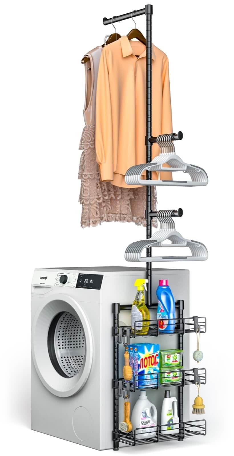 Laundry Room Shelves Over Washer Dryer Storage Shelf Hanging Rod Basket Holder